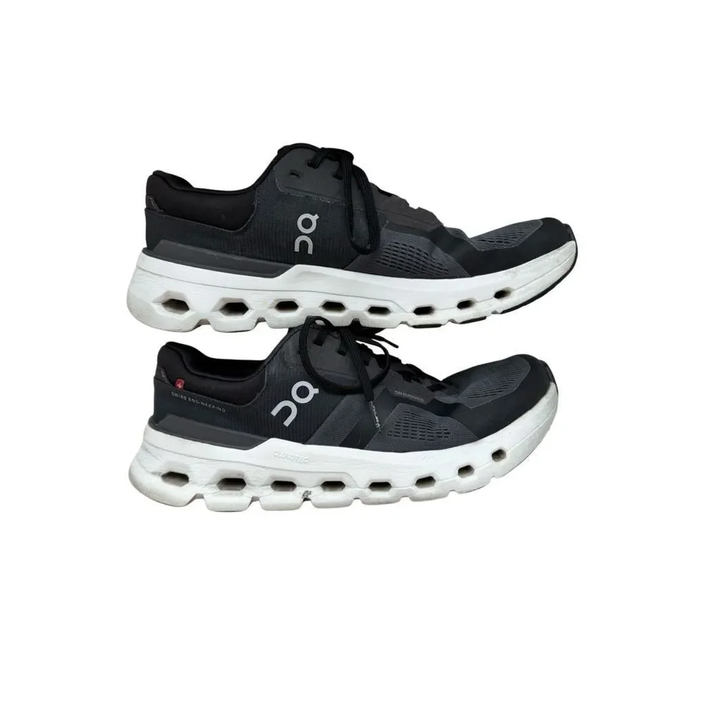 On Mens Eclipse Black Cloudrunner 2 Lace Up Athletic Running Sneakers Size 10.5